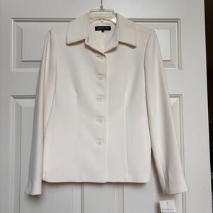 Jones New York Collection Platinum Blazer Winter White Button Front Jacket 4 NEW